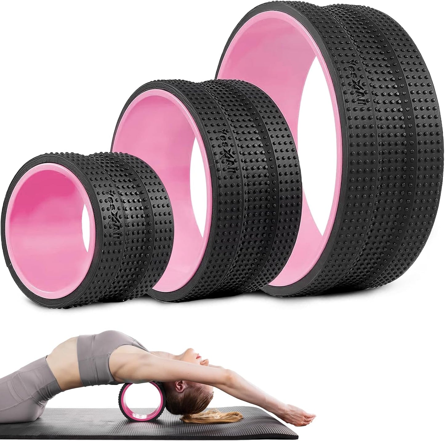 Yes4All Yoga Wheel Roller, 500 lb Capacity Back Cracker Roller for Comfort HIPS & Neck, Available in 6”/10”/12” Sizes