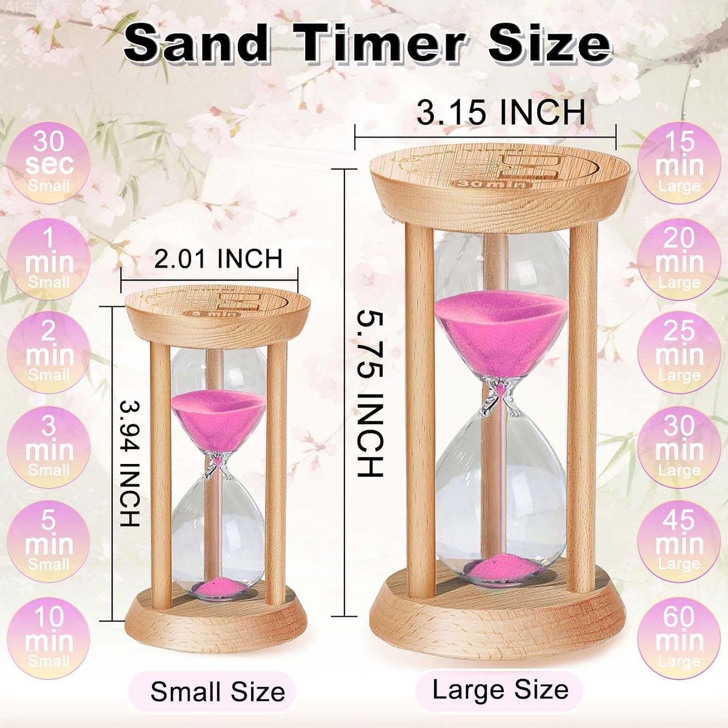 2 Minute Wooden Sand Timer,2 Min Hourglass, Small Sand Watch, Reloj De Arena, Hour Glass Sandglass for Home, Office, Decorative, Game, Classroom