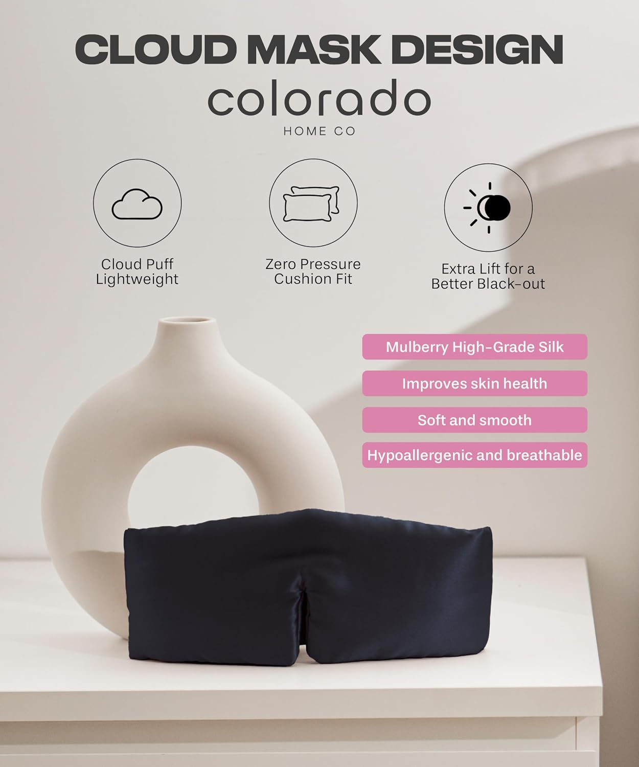 SUNDAYSILKS™ | Adjustable Silk Sleep Mask for Side Sleeper | Cloud-Like Comfort, Weighted for Deep Sleep | Soft Sleep Face Mask for Women & Men, Full Blackout, Cooling Silk Eye Mask for Sleeping