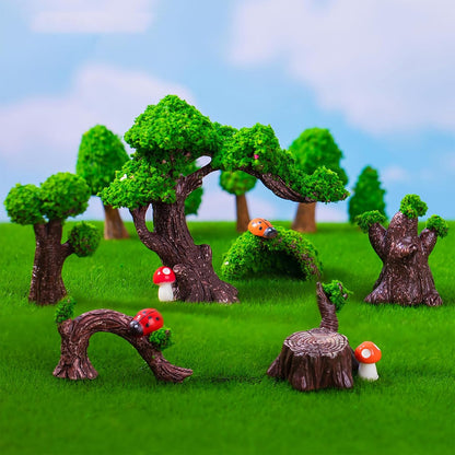 Cayway 26 PCS Outdoor Fairy Garden Miniatures Mini Zen Garden Accessories, Artificial Grass, Model Trees, Terrarium Ornaments, Dollhouse Supplies, Bonsai Decorative Craft Tools Kit