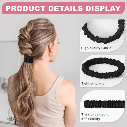 6Pcs Silk Hair Ties 100% Pure Mulberry Silk Scrunchies for Women Girls | No Hair Crease, Anti Frizz, Gentle Hold, No Damage, Black Brown Pink