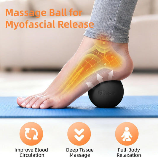 Massage Lacrosse Balls for Myofascial Release, Trigger Point Therapy and Yoga Therapy, Foot Massage Ball to Relieve Plantar Fasciitis Black