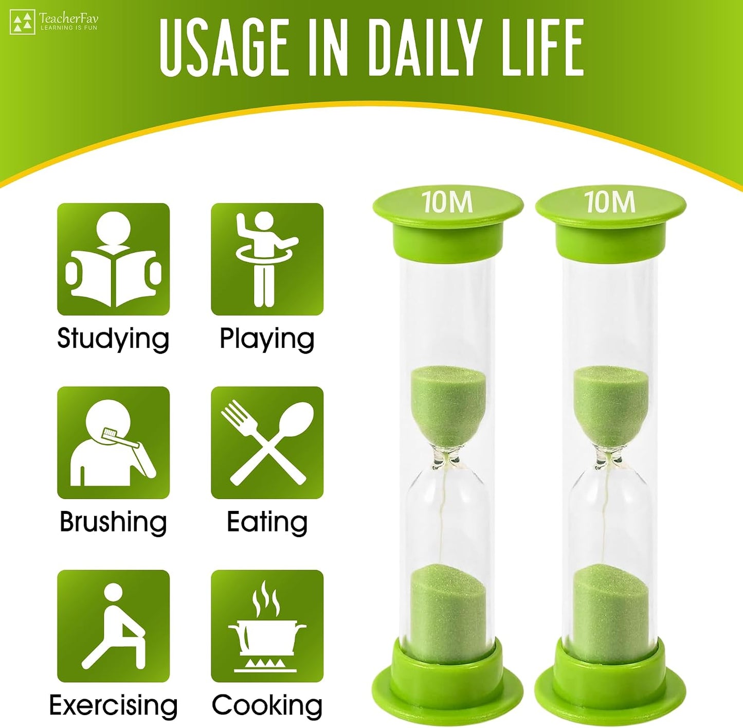 Sand Timer for Kids Set of 3 Small Colorful Hourglass Acrylic Covered Clock 1Min 2Min 5Min for Classroom, Home & Kids Room