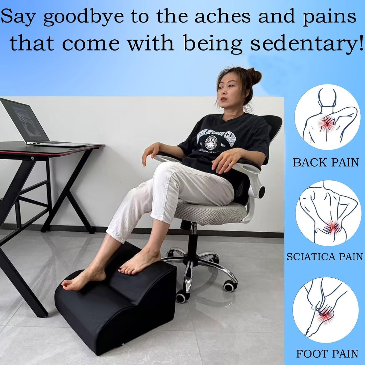 Foot Rest for Under Desk at Work.Multifunctional 3-Tier Foot Stool,with Washable Footrest.for Under Desk,Office Chair Gaming Chair & Sofa,Leg Elevation Pillow,Supports Posture -Dark Grey