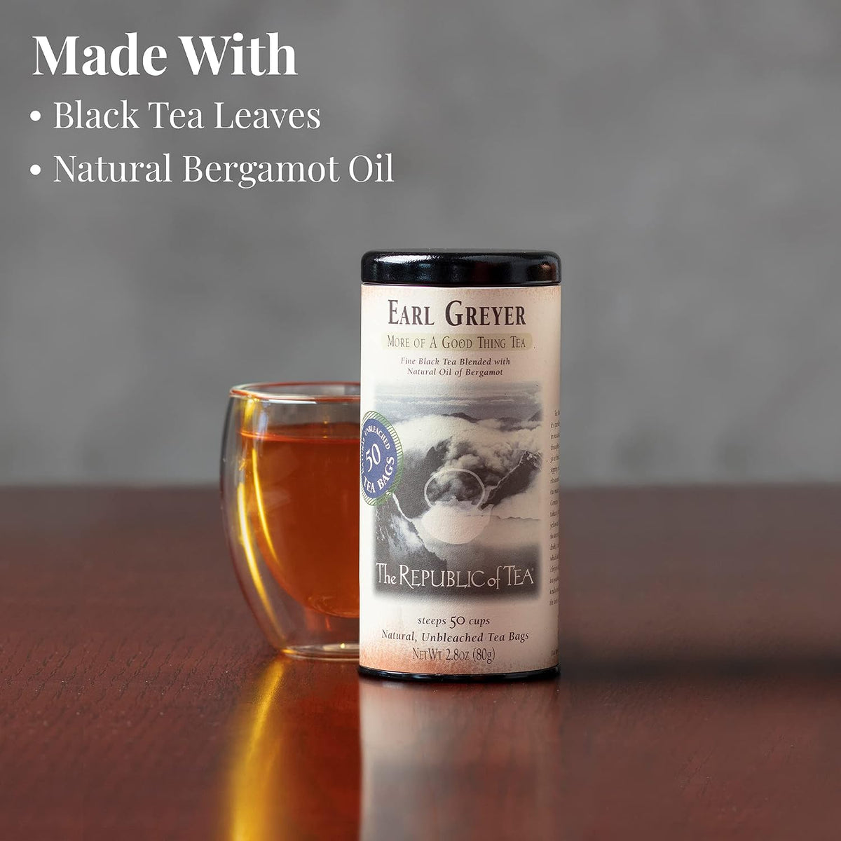 The Republic of Tea Earl Greyer Black Tea, Naturally Caffeinated, 50 Count