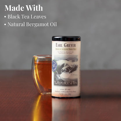 The Republic of Tea Earl Greyer Black Tea, Naturally Caffeinated, 50 Count