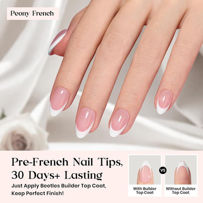 Beetles Press On Nail Kit-Short Square French Tip Press On Nails, 150Pcs Pink French Nail Tips with Nail Glue & Remover Builder Top Coat Nail Lamp, All-in-One DIY Fake Nails Gift for Women