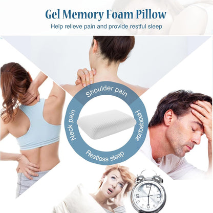OLIXIS Memory Foam Pillow, Standard Size Pillows for Sleeping, White, 2 PCS | Firm and Comfortable Support Bed Pillow for Back and Side Sleepers, Cooling Gel Technology, Breathable Mesh & Washable Cover