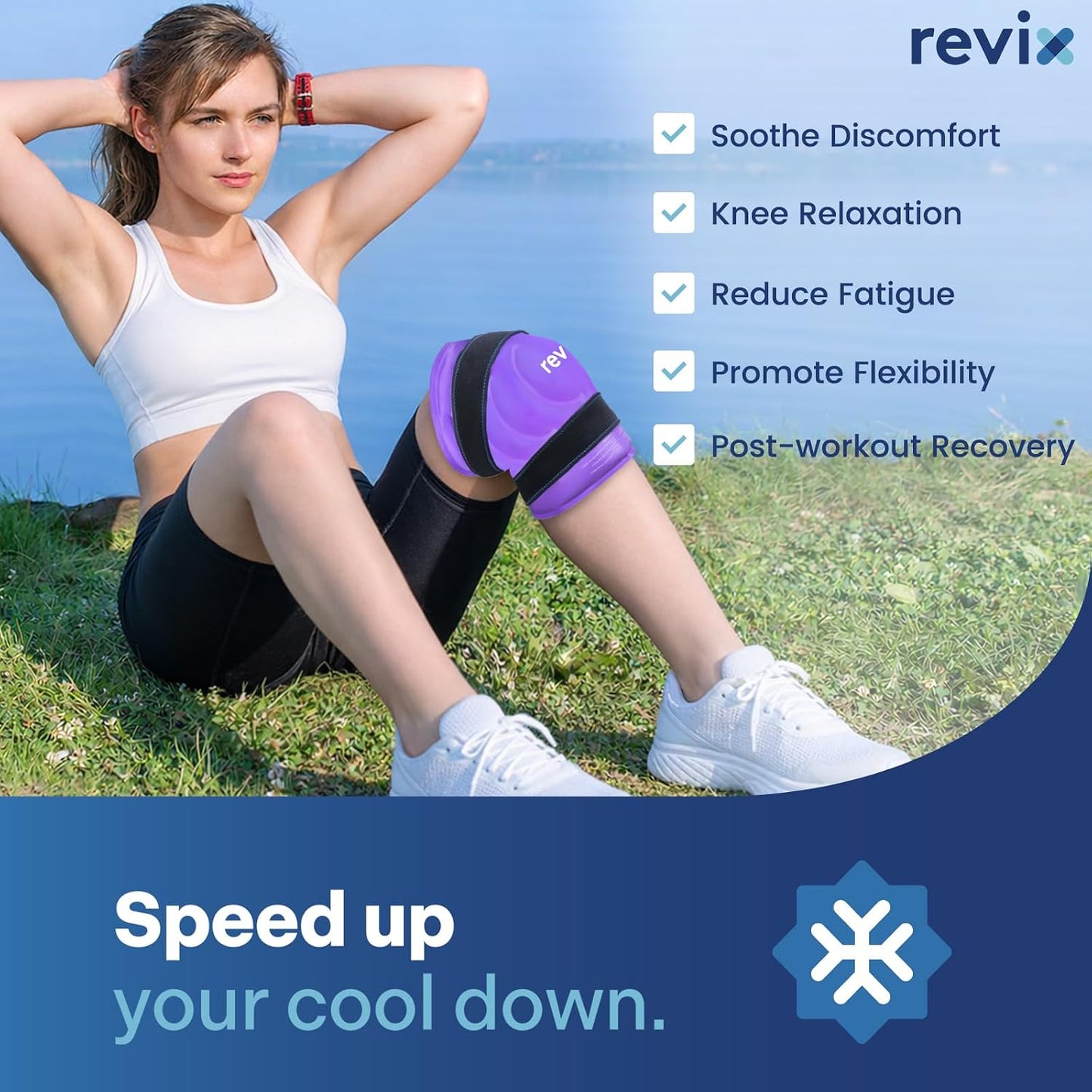 REVIX 19" Extra Large Knee Ice Pack Wrap Around Entire Knee, Reusable Gel Cold Pack for Discomfort and Post-Workout Fatigue, Cold Compress, Enhance Comfort and Recovery