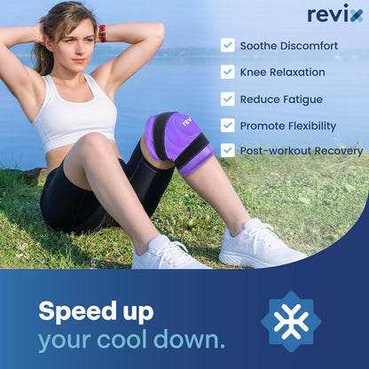 REVIX 19" Extra Large Knee Ice Pack Wrap Around Entire Knee, Reusable Gel Cold Pack for Discomfort and Post-Workout Fatigue, Cold Compress, Enhance Comfort and Recovery