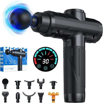 Massage Gun, Deep Tissue Percussion Massager for Pain Relief, Super Quiet Portable Body Relaxation Electric Muscle Massage Gun with 10 Attachment 30 Speed
