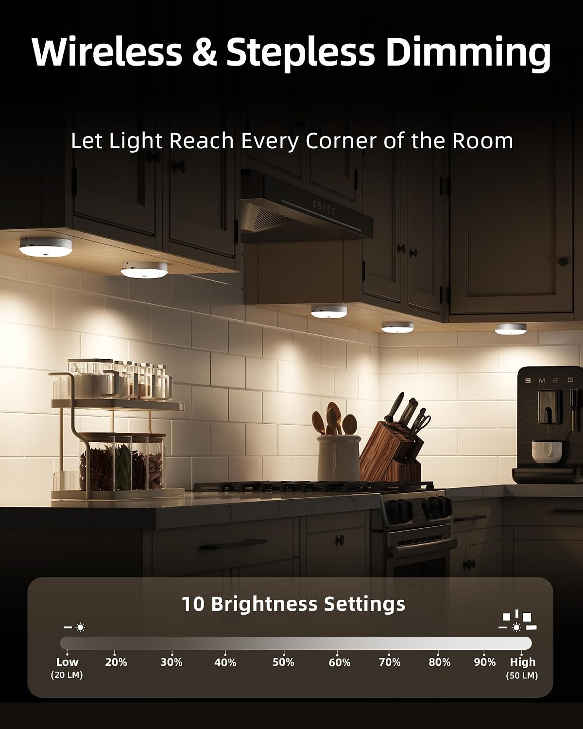 EZVALO RGB Under Cabinet Puck Lights with Remote, Motion Sensor Lights