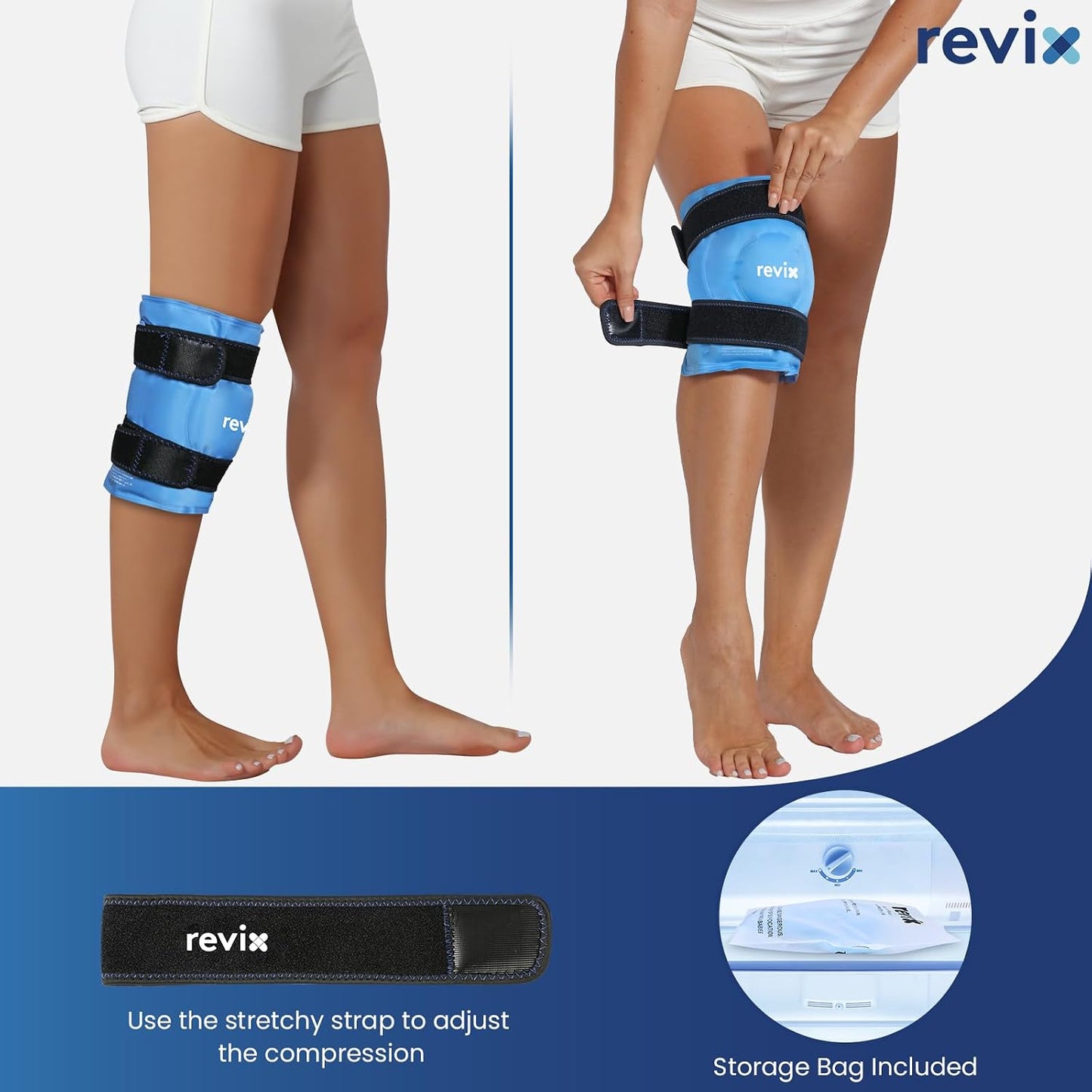 REVIX 19" Extra Large Knee Ice Pack Wrap Around Entire Knee, Reusable Gel Cold Pack for Discomfort and Post-Workout Fatigue, Cold Compress, Enhance Comfort and Recovery