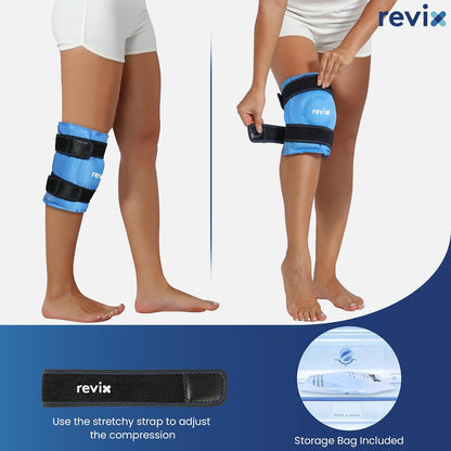 REVIX 19" Extra Large Knee Ice Pack Wrap Around Entire Knee, Reusable Gel Cold Pack for Discomfort and Post-Workout Fatigue, Cold Compress, Enhance Comfort and Recovery
