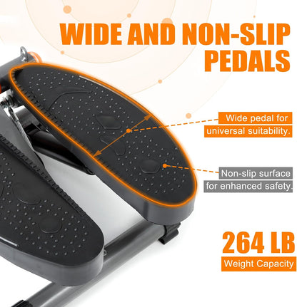 Stepper for Exercise at Home Mini Stair Stepper with Resistance Bands Exercise Equipment for Home Stair Climber Stepper Machine for Home Gym Cardio Equipment for Full Body Workout