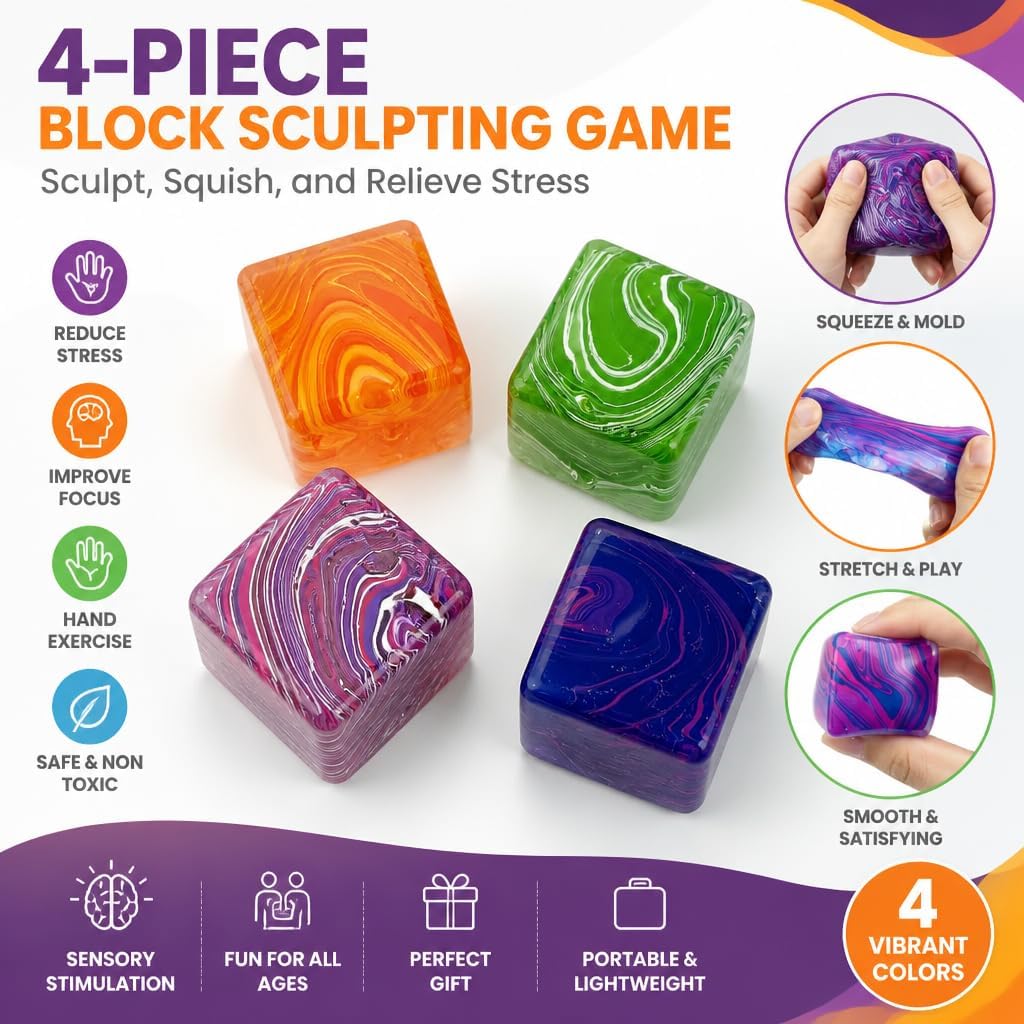Squishy Textured Stress Balls 3pcs, Soft Memory Gel Squeeze Balls Fidget Toys for Kids/Adults Hand Exercises, Party Favors Anxiety Relief Squeeze Ball