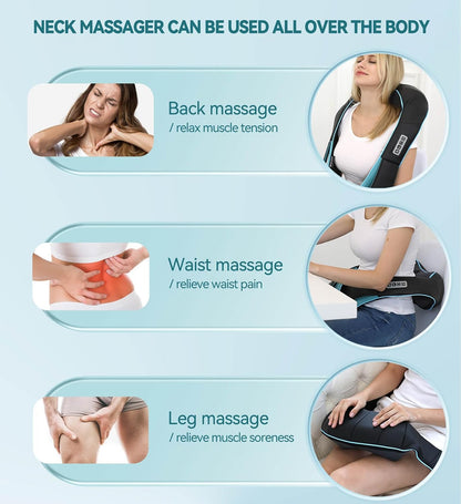 Mo Cuishle Women Men Gifts, Shiatsu Back Shoulder and Neck Massager with Heat, Electric Deep Tissue 4D Kneading Massage, Best Gifts for Mom Dad Wife Husband her Him, Christmas, Birthday (NOT Cordless)