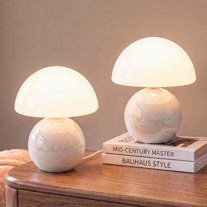 Dawnwake Mushroom Lamp Table Lamp for Bedroom-Small Desk Table Lamps,White