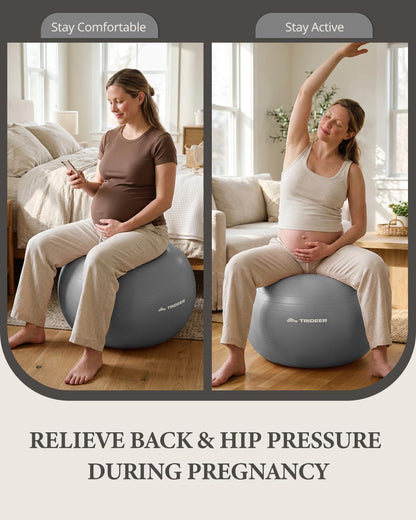 Trideer Exercise Ball, Stability Yoga Ball for Physical Therapy, Active Sitting, Pregnancy & Birth Labor Prep, Core Strength, Balance Training, Posture Improvement and Daily Stretching, 55/65/75cm