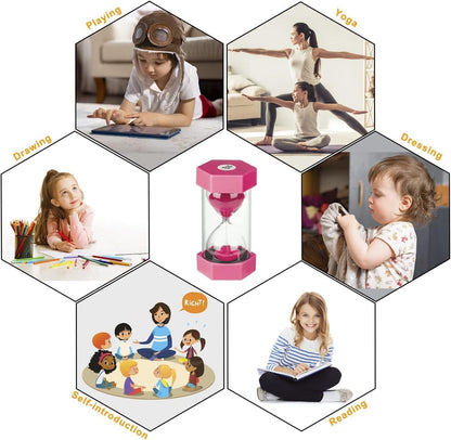 5 PCS Hourglass Kids Hourglass Timer Hourglass Set Colorful Sand Clock Kitchen Timer Time Management Includes 1 Minute, 3, 5, 10, and 30 Minutes, Different