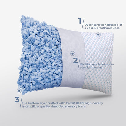 OSBED Shredded Memory Foam Pillows Queen Size Set of 2