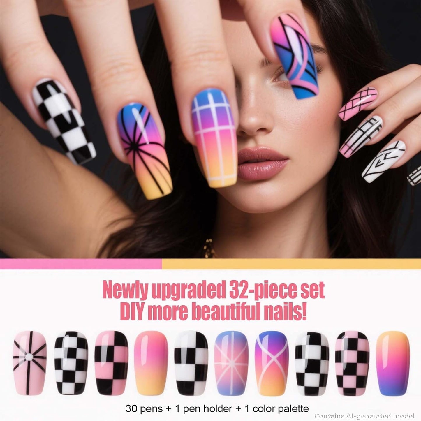 Artdone 31pcs Nail Art Brushes, Nail Art Tool Set, Dotting Tools, Dust Brush,Striping Brushes for Long Lines, Drawing Pen For Gel Polish Design supply