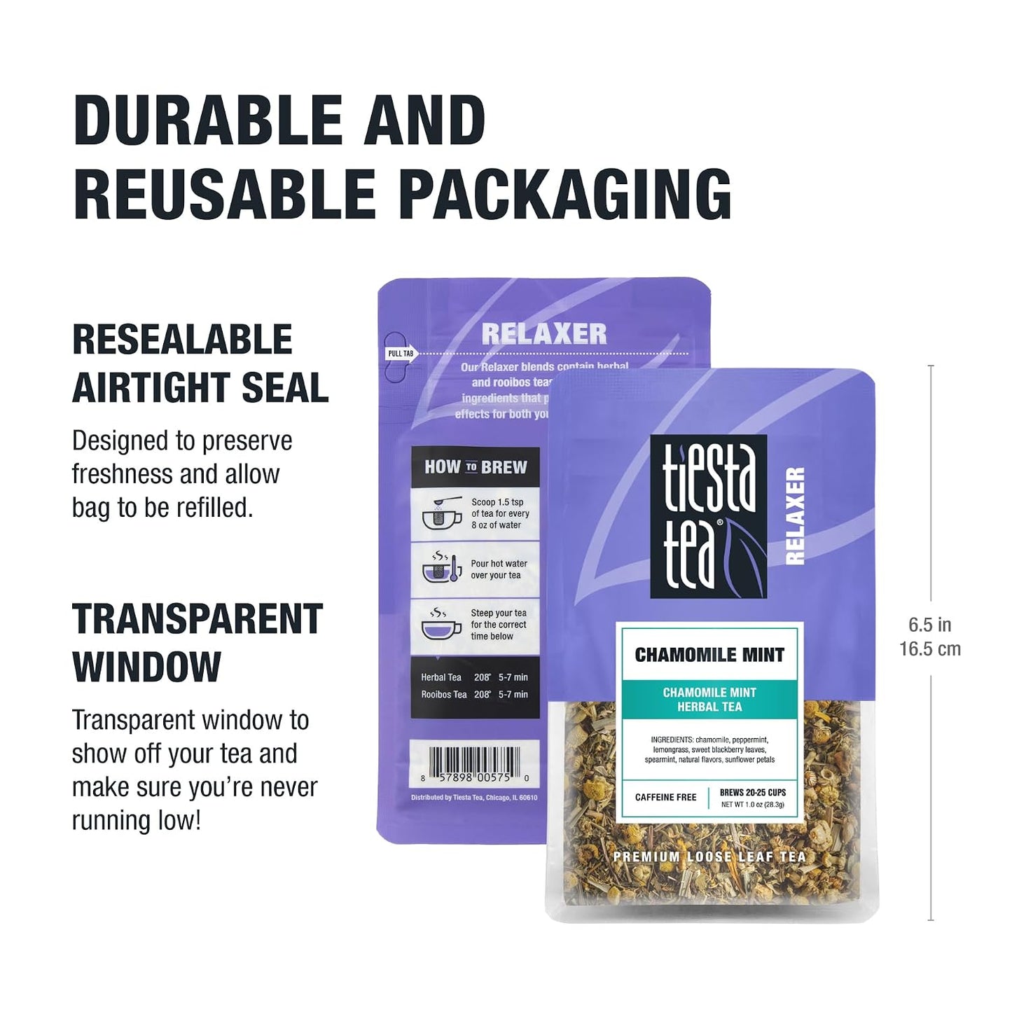 Tiesta Tea - Lavender Chamomile Herbal Tea, Loose Leaf, Calming Blend with Chamomile and Lavender, Caffeine-Free Herbal, Great for Hot or Iced Brews, Resealable Bulk Pouch, 200 Cups, 8 Ounce