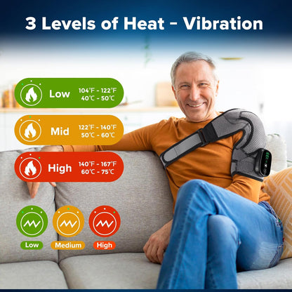 Cordless Shoulder Heating Pad with Massage, FSA Eligible Items List, Heated Shoulder Wrap Massager for Pain Relief Deep Tissue, Rotator Cuff Heating Pad, HSA Approved Products Only