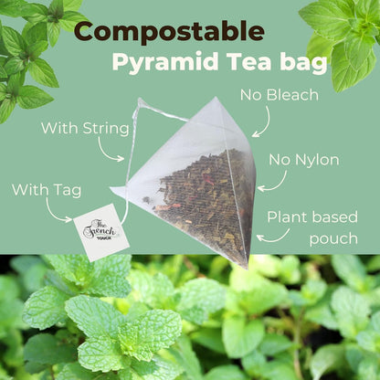 The French Touch Spearmint Tea ORGANIC | 1.5g x 30 Pyramid Bags | 100% Certified USDA Organic | Plant based tea bags | Select Premium Tea (Spearmint) | Caffeine-free