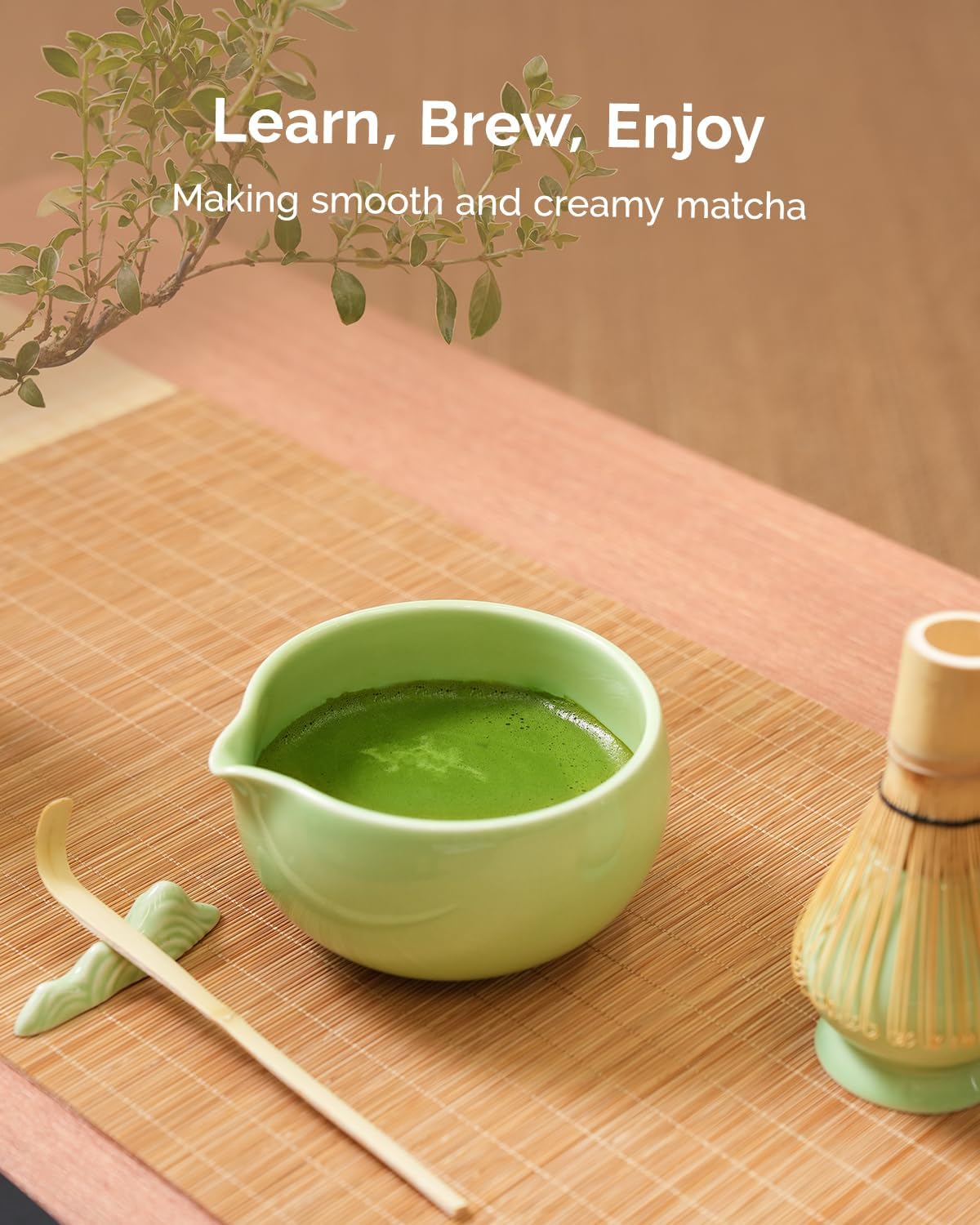 Maestri House Matcha Whisk Set, 7-Pc Complete Matcha Kit with Spouted Ceramic Bowl, Bamboo Whisk and Holder, Scoop, Spoon Rest & Sifter, Tea Cloth – Ideal Gift for Matcha Lovers (Black Stone)