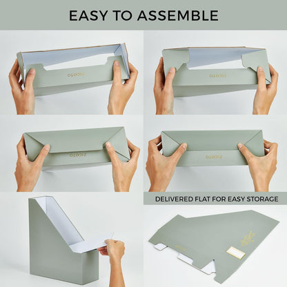 Beautiful Magazine Holder Set of 3 - Sturdy File Holder for Desk or Shelves