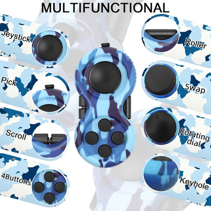 Original Fidget Toy Game, Rubberized Classical Controller Fidget Concentration Toy with 8-Fidget Functions and Lanyard - Excellent for Relieving Stress and Anxiety