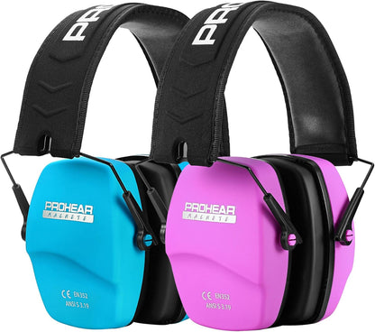 PROHEAR 016 Shooting Ear Protection Earmuffs 2 Pack, NRR 26dB for Gun Range, Hunting -Black and Green