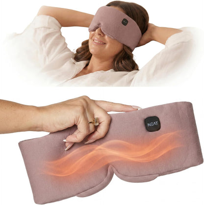 Heated Eye Mask – Cordless Electric Warm Eye Compress for Dry Eyes, Stye & Eye Strain Relief – 4 Heat Settings, Rechargeable, Light-Blocking, Blackout, Washable Cover (Sunset Rose)