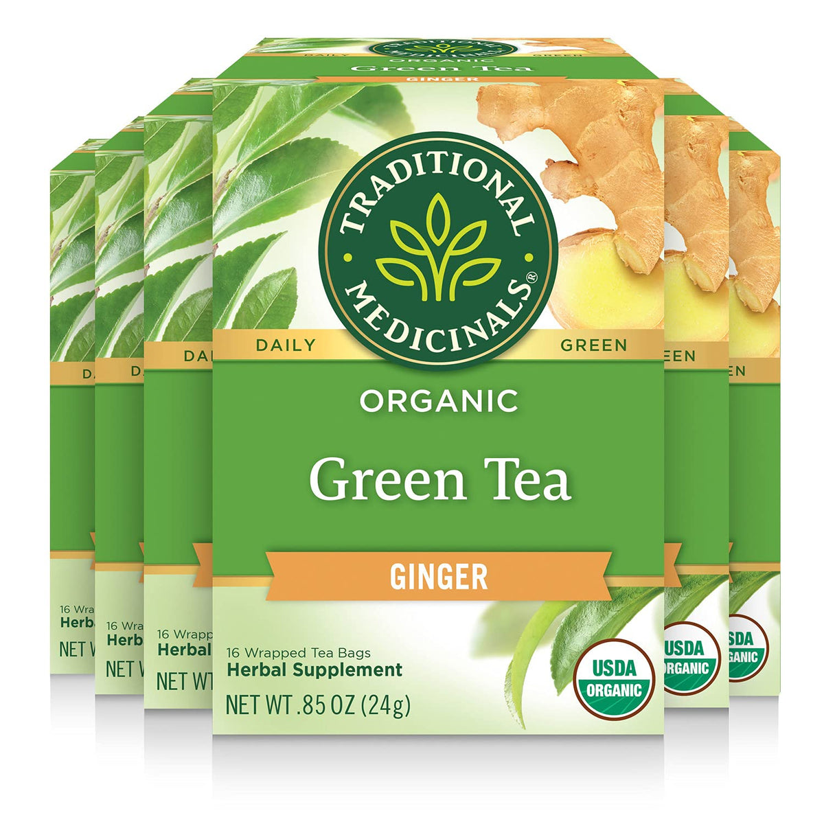 Traditional Medicinals Organic Green Tea Ginger, 96 Tea Bags