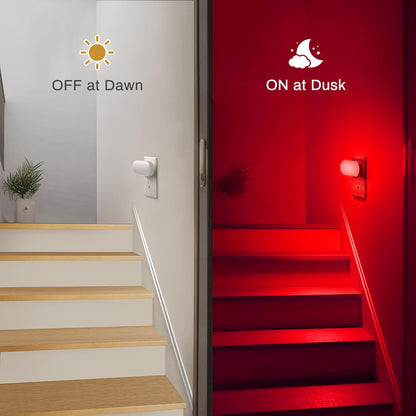 DORESshop Amber Night Light, Auto On/Off, 0-100 LM Adjustable Brightness, Dimmable Plug Into Wall Light Sensor Night Light for Kids Room, Bedroom, Stair Lights, Amber, 1W, 2 Pack