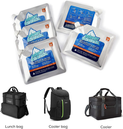 TOURIT Reusable Ice Pack for Coolers Long Lasting Cooler Ice Packs for Cooler Bag Lunch Bags/Boxes, Cooler Backpacks, Freezer Packs for Coolers