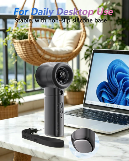 Portable Misting Fan Handheld, Turbo Mist Hand Fan USB Rechargeable with Digital Display, Powerful Spray Personal Fan for Travel, Outdoor, Beach Vacation, White