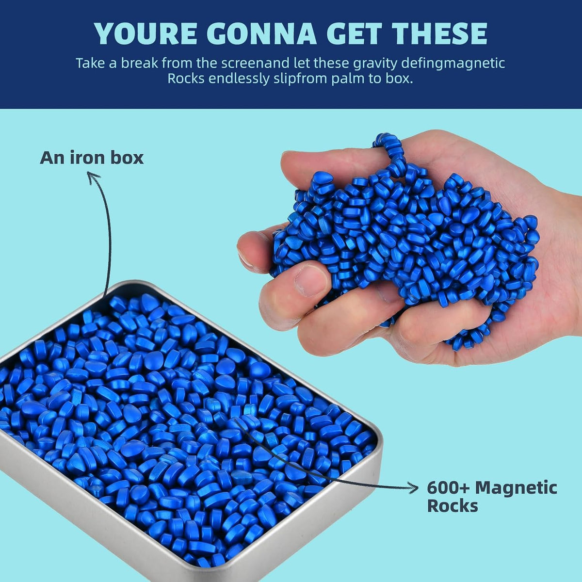 LCVUUK Magnetic Putty Rocks, Blue More Than 600 Weak Magnetic Smooth Ferrite Pebbles, Desk Toys and Time-Killer for Adults