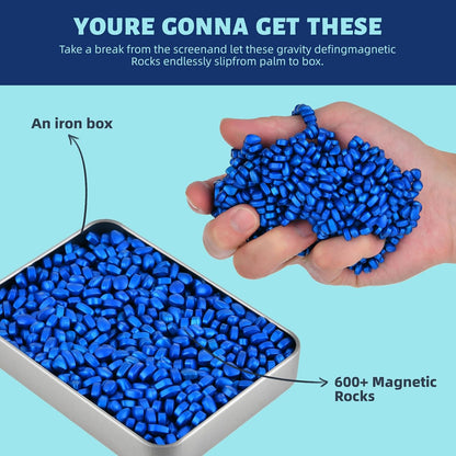 LCVUUK Magnetic Putty Rocks, Blue More Than 600 Weak Magnetic Smooth Ferrite Pebbles, Desk Toys and Time-Killer for Adults