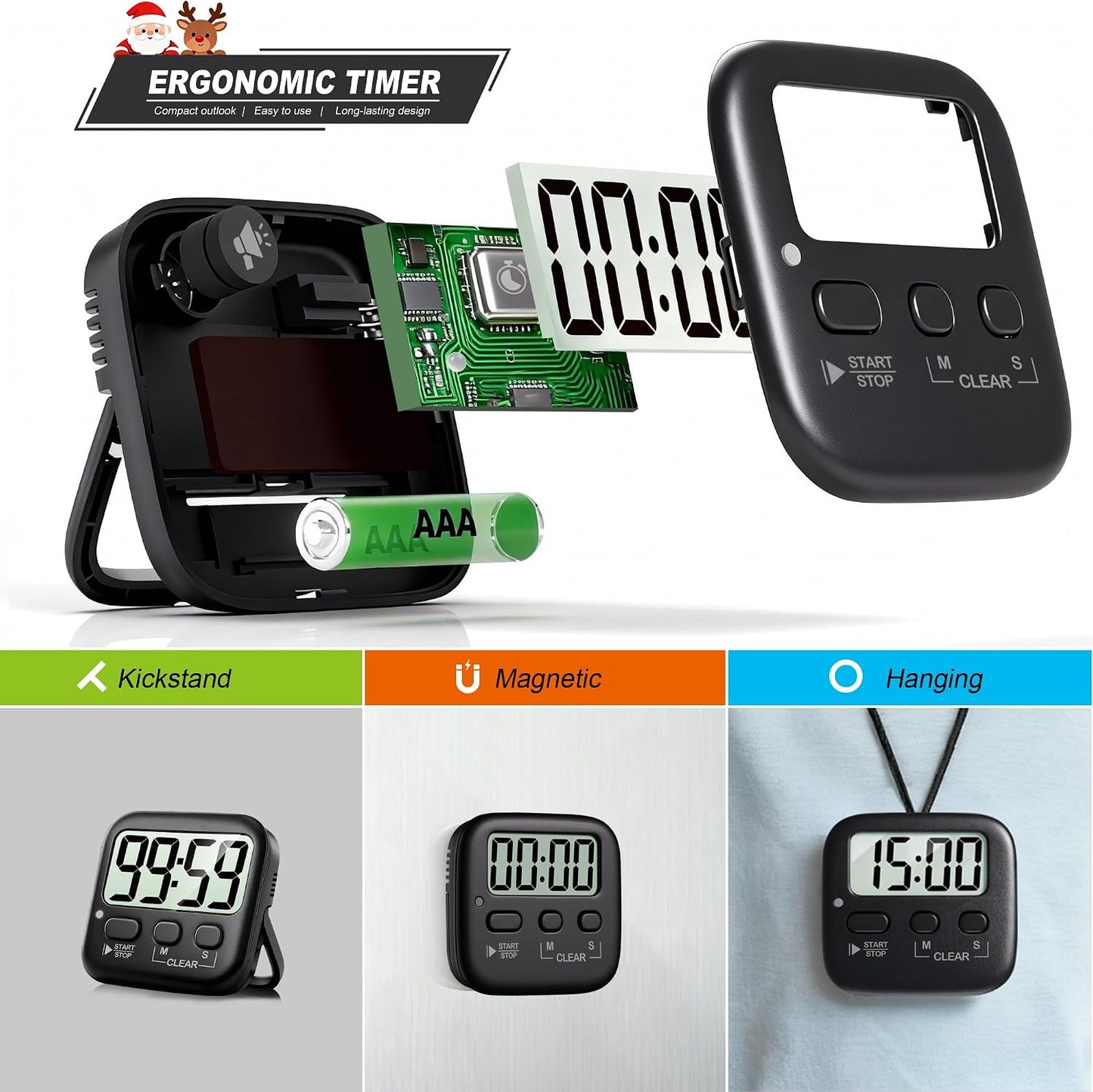 Antonki 2 Pack Digital Timer for Kids Classroom Kitchen Timers for Cooking