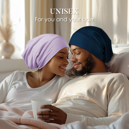 LULUSILK 100% Mulberry Silk Bonnet for Sleeping Women and Men, No More Frizzy Tangled Hair, Real Silk Sleep Cap for Curly Hair, Black, Pack of 1