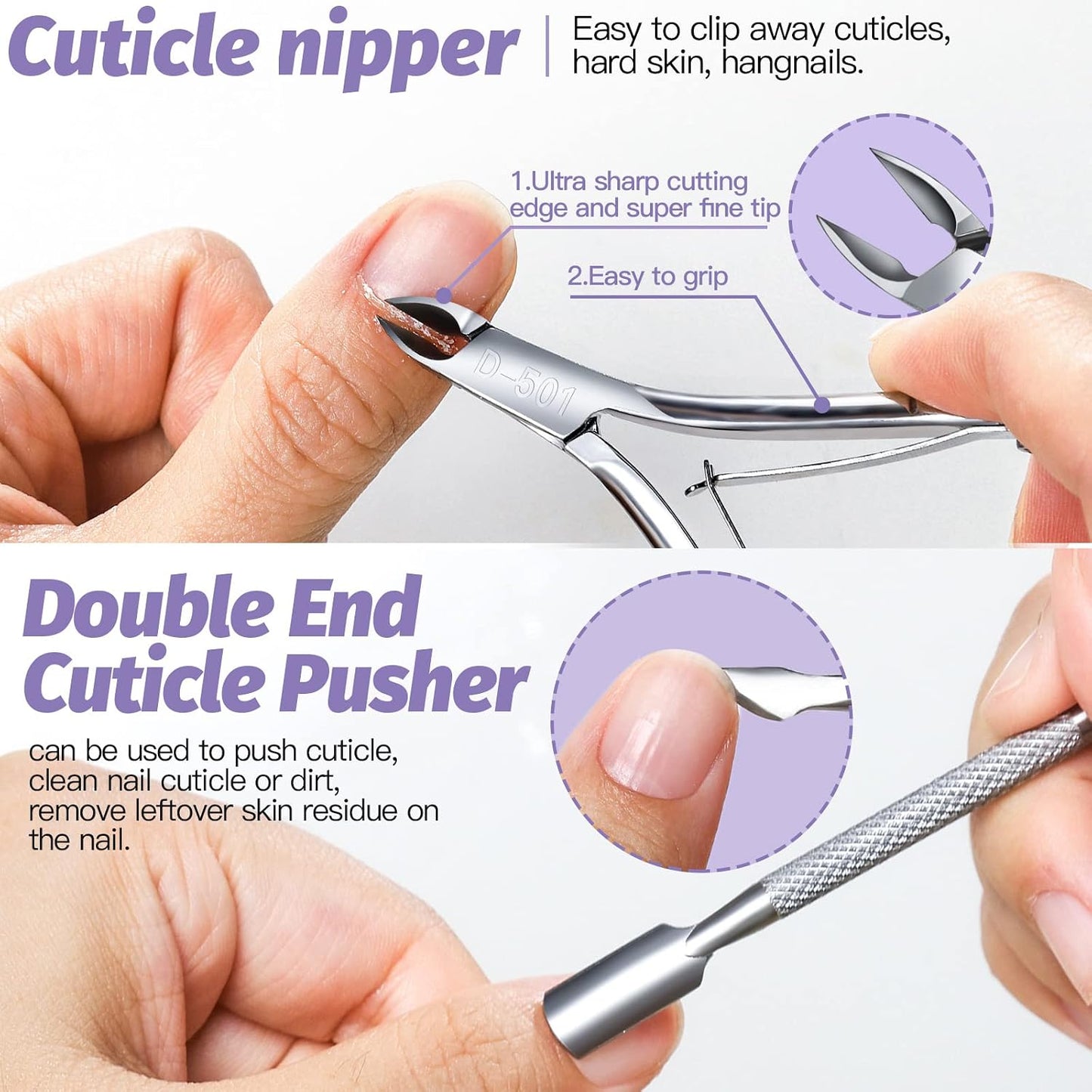 FANDAMEI Nail Files and Buffers, Manicure Tools Nail Care Kit with Nail File, Nail Buffer Block, Cuticle Care for Women with Nippers, Pusher Peeler. Cuticle Oil and Nail Prep Kit.