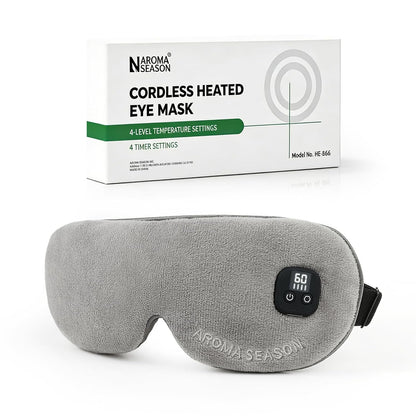 Aroma Season Heated Eye Mask for Dry Eyes, Warm Eye Compress with 4 Heat & time Levels, Washable Eye Heating Pad Blepharitis, Styes, Travel, Improved Sleep, Gift (Gray)
