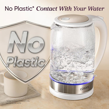 Cosori Electric Kettle, No Plastic Contact with Water, 1.7L, White