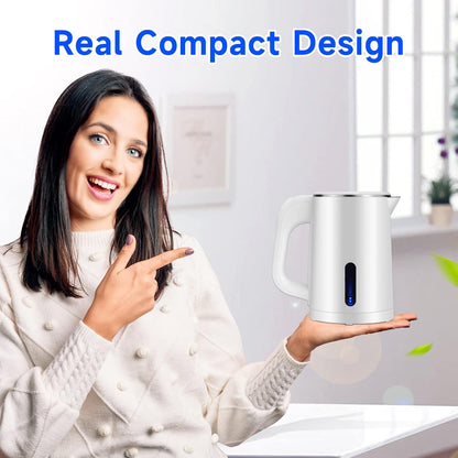 0.8L Small Travel Electric Tea Coffee Kettle | 600W Rapid Boil,Double Wall,Auto Shut-Off,Boil Dry Protection,Hot Water Boiler