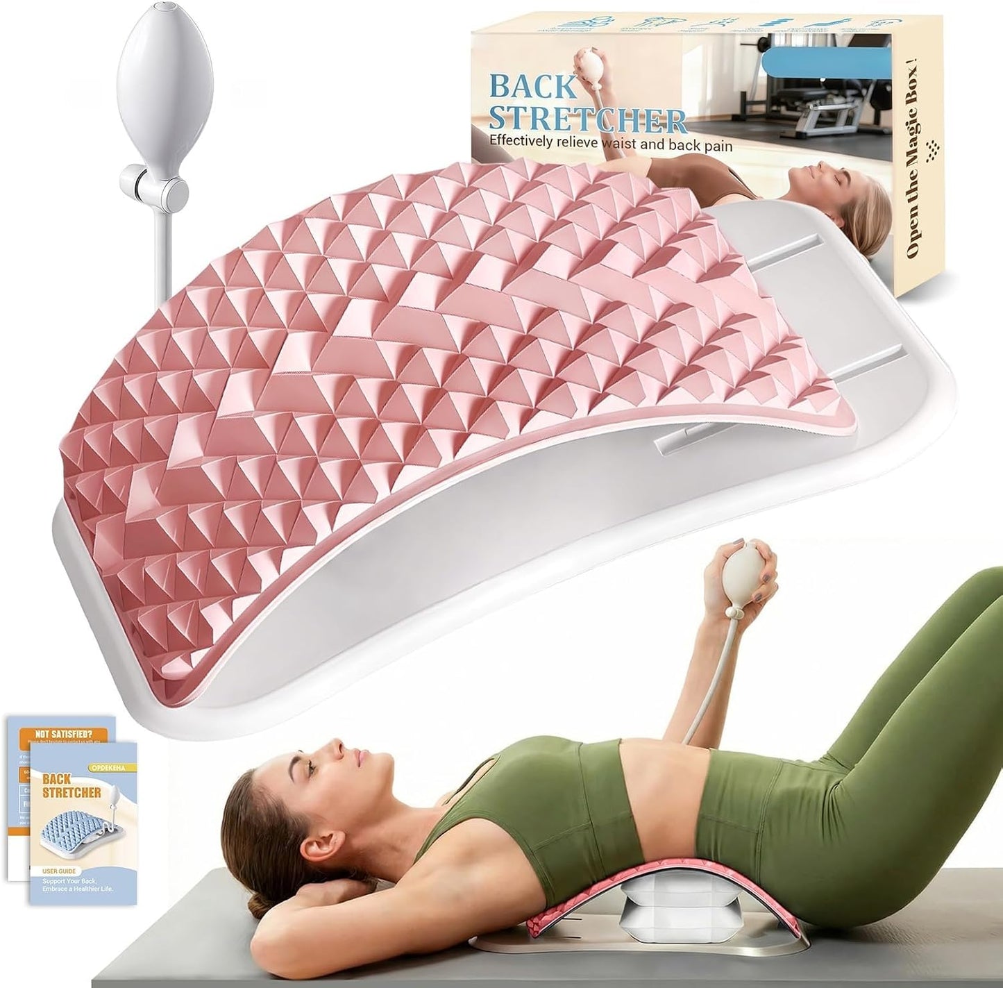 Back Stretcher for Lower Back Pain Relief, Adjustable Lumbar Support Board with Acupressure Points, Back Stretcher Board for Scoliosis, Spine Decompression Support