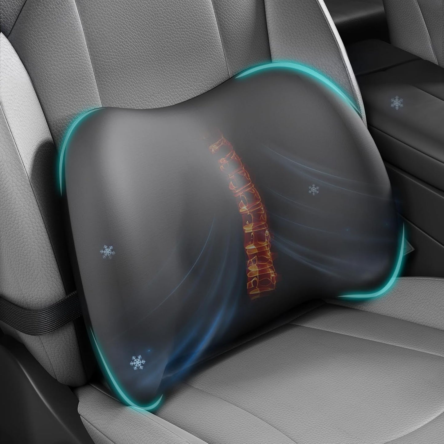BYMECOST Lumbar Support Pillow for Car, Memory Foam Car Seat Back Support Pillow for Driving, Back Cushion with Strap for Pain Relief, Ergonomic Back Cushion for Office Chair, Wheelchair (Black)