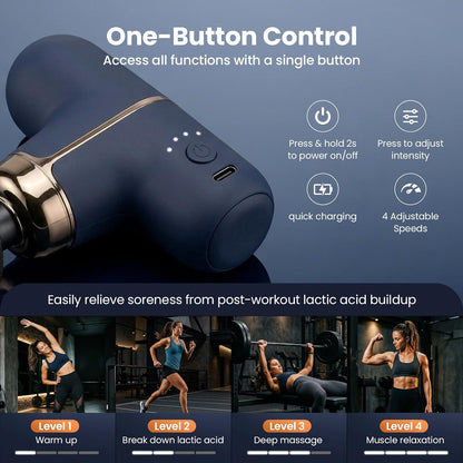 Rika Mini Massage Gun, Deep Tissue Percussion Massager, Ultra-Quiet Portable Handheld Muscle Massager for Athletes, Travel Massager for Home Gym Office, Green Gift for Women