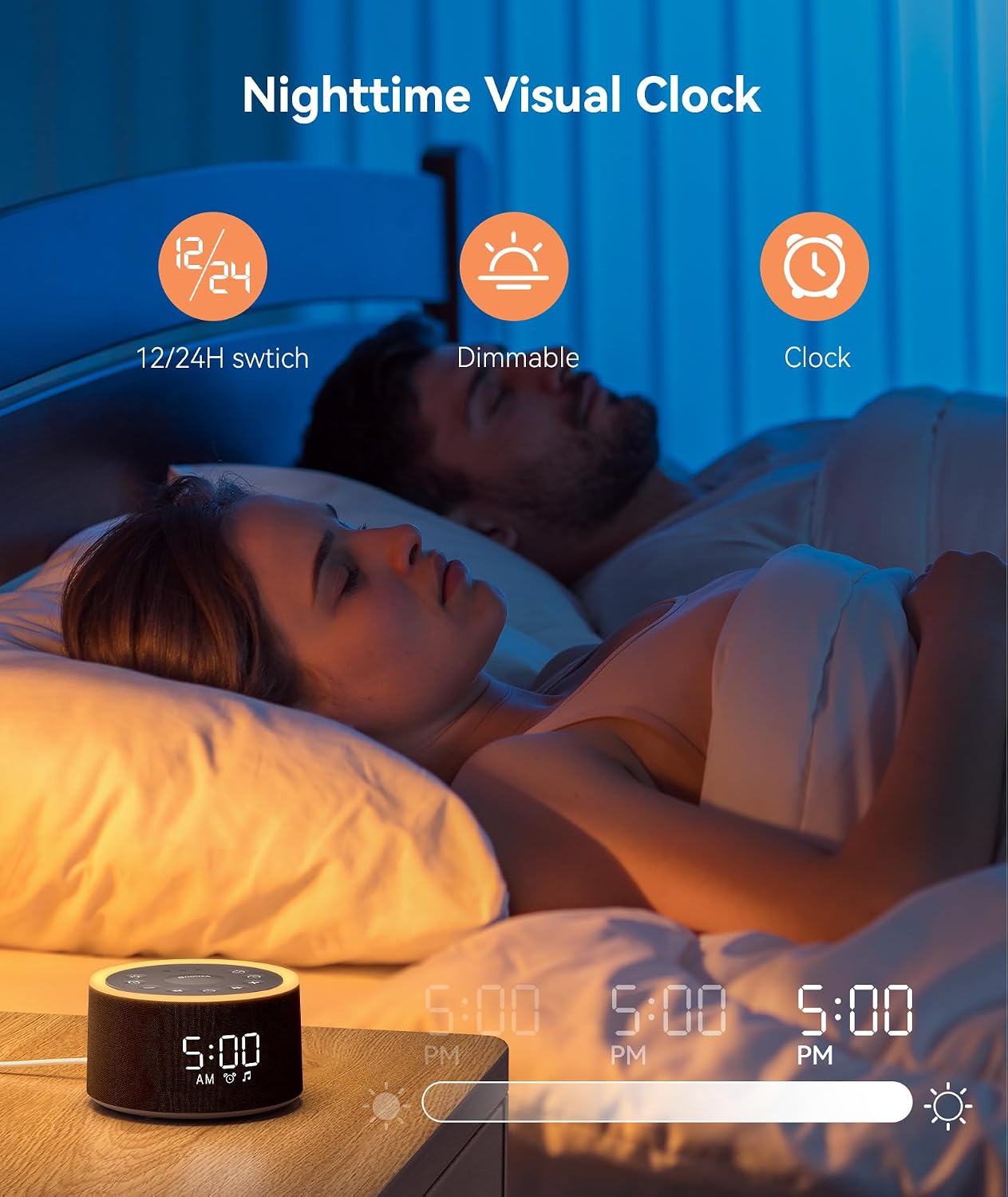 Dreamegg D1+ Sound Machine & Alarm Clock - Sound Machine for Sleep, White Noise Machine with 29 Soothing Sounds, Night Light, 0-100% Dimmable, White Noise Alarm Clock for Bedrooms Adults Baby